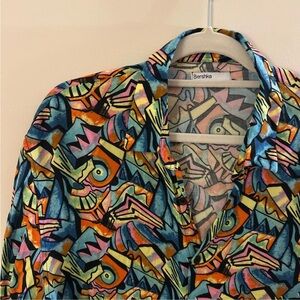 Bershka Multicolor Abstract Men's Shirt